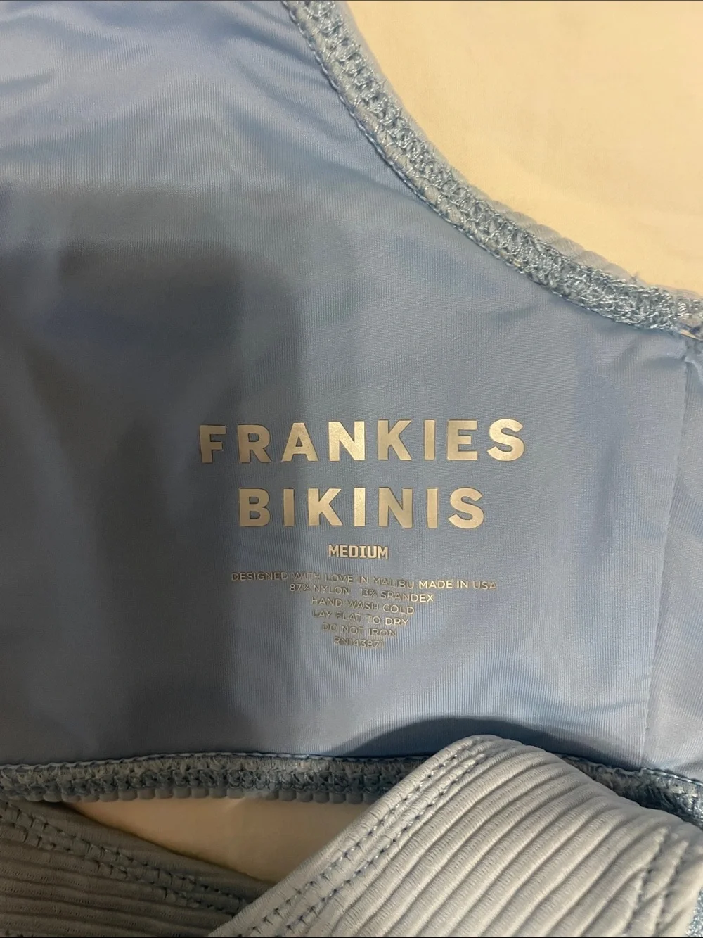 Frankie's Bikinis Light Blue Ribbed Scoop Bralette